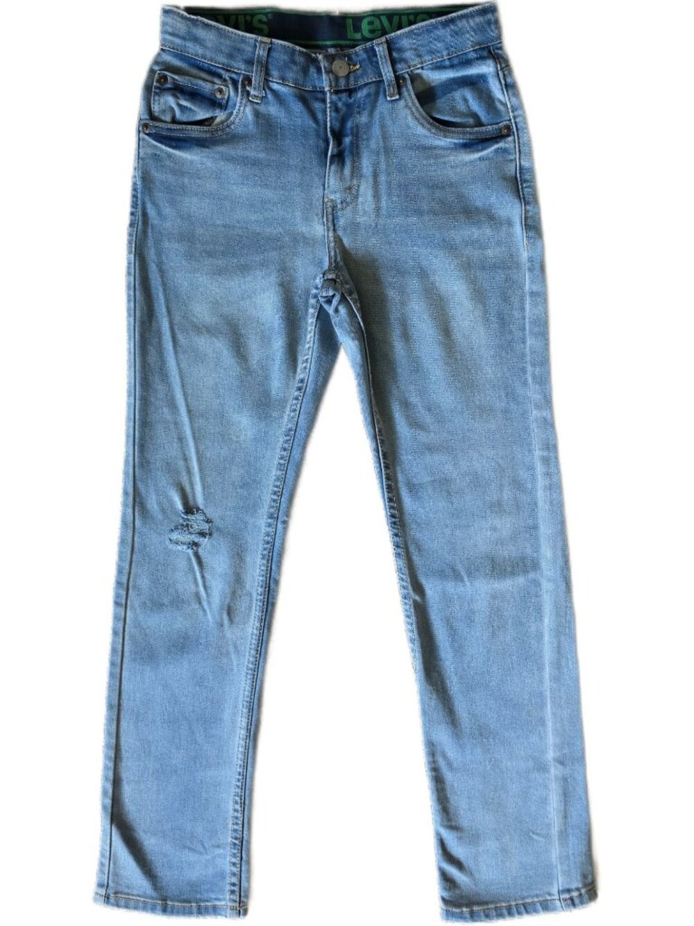 Levi's 511 Slim Jeans Boys Youth Size 12 Reg 26x27 Light Wash Distressed Elastic